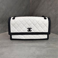Chanel CF Black and White Color-block Silver-tone Chain Bag 21K