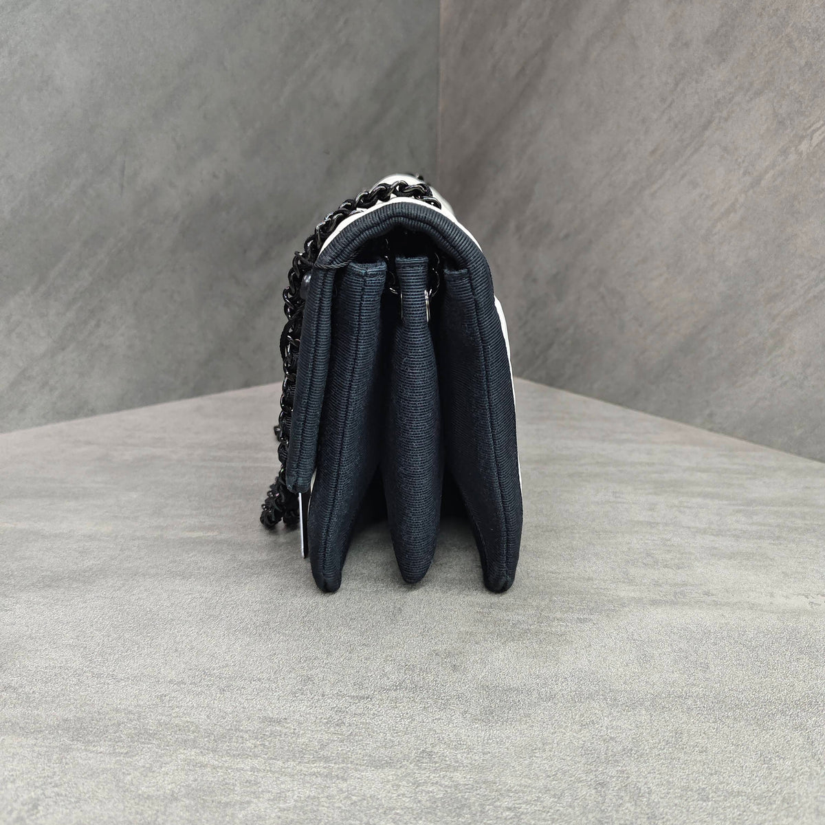 Chanel CF Black and White Color-block Silver-tone Chain Bag 21K
