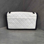 Chanel CF Black and White Color-block Silver-tone Chain Bag 21K