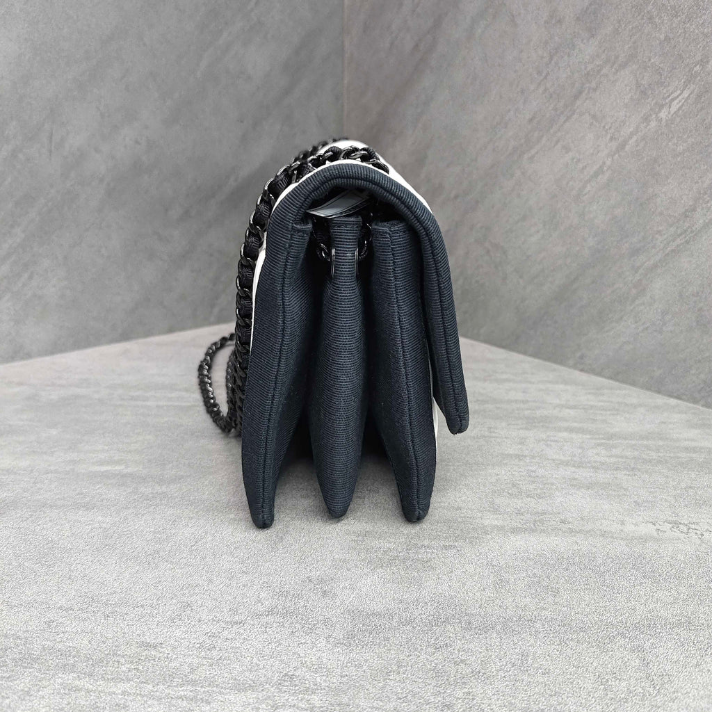 Chanel CF Black and White Color-block Silver-tone Chain Bag 21K
