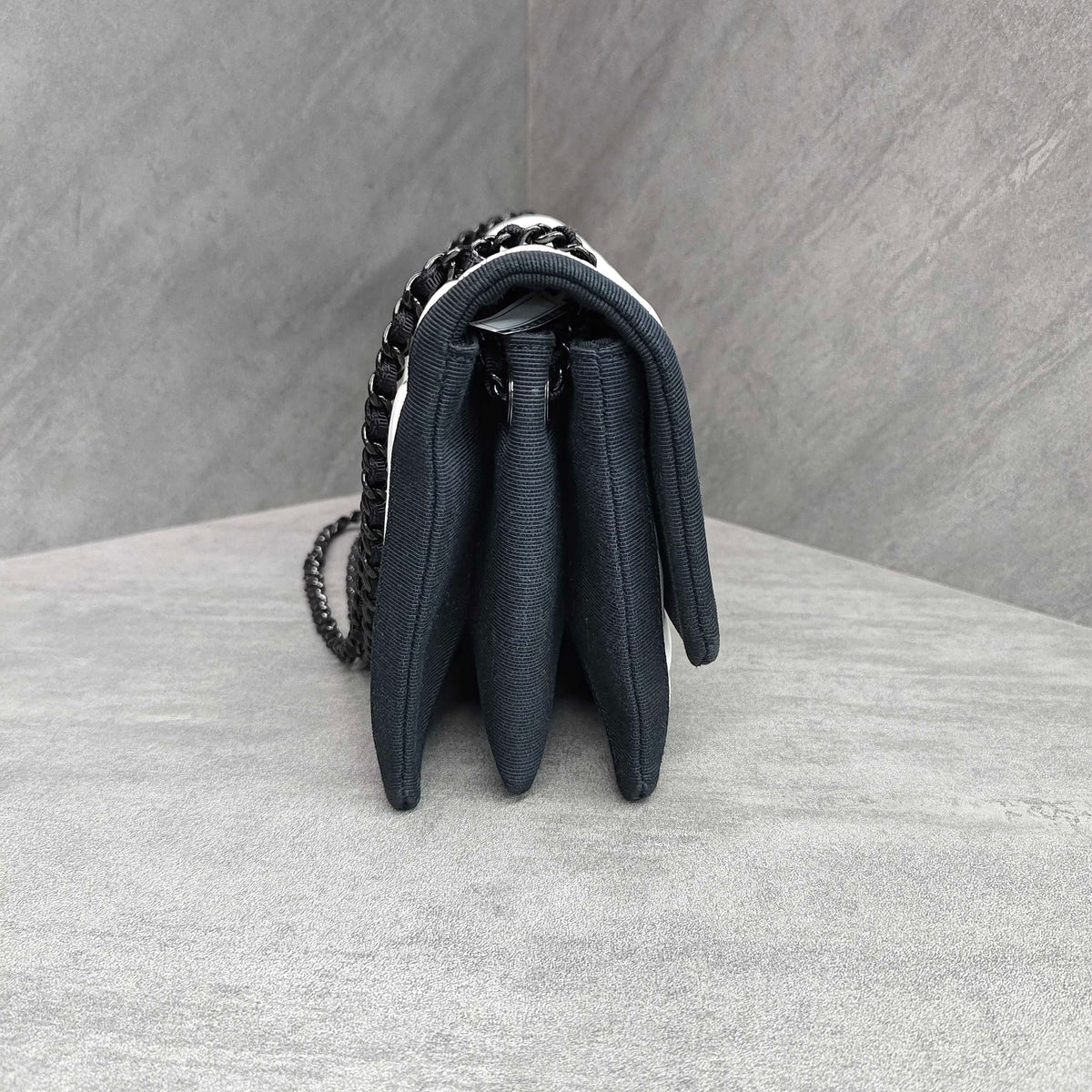 Chanel CF Black and White Color-block Silver-tone Chain Bag 21K