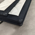 Chanel CF Black and White Color-block Silver-tone Chain Bag 21K