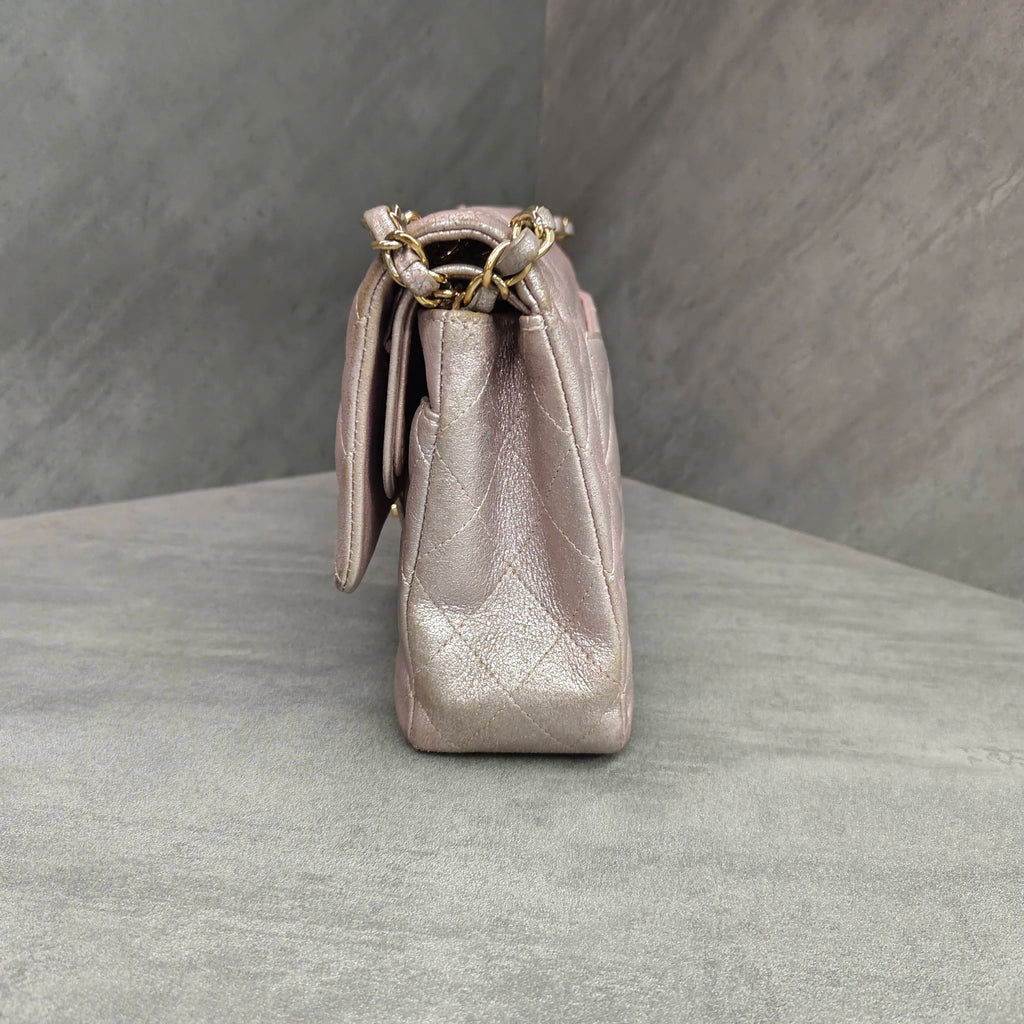 Chanel Champagne Gold Lambskin Classic Flap Chain Bag