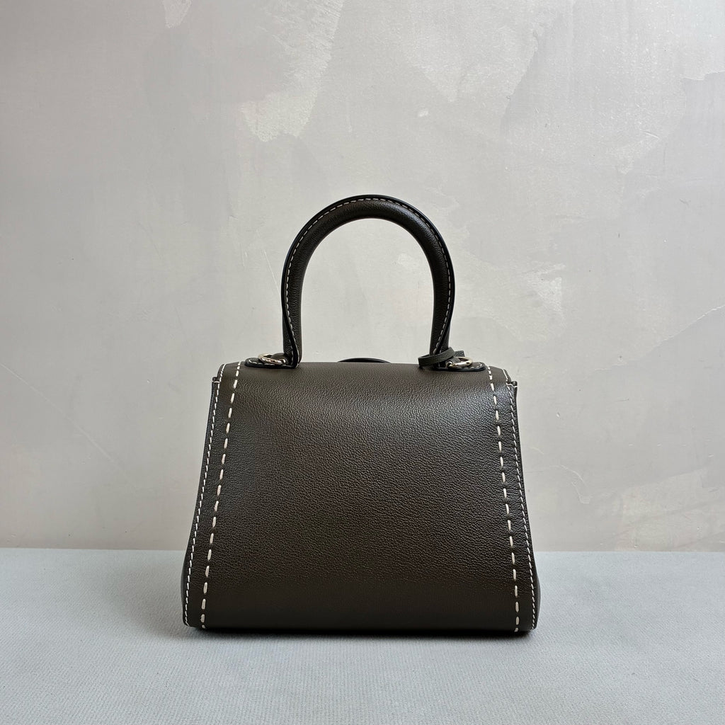 Delvaux Brillant 99 Jungle Green Exterior Stitching Calfskin Leather Silver Hardware Shoulder Bag, Official Price 5580