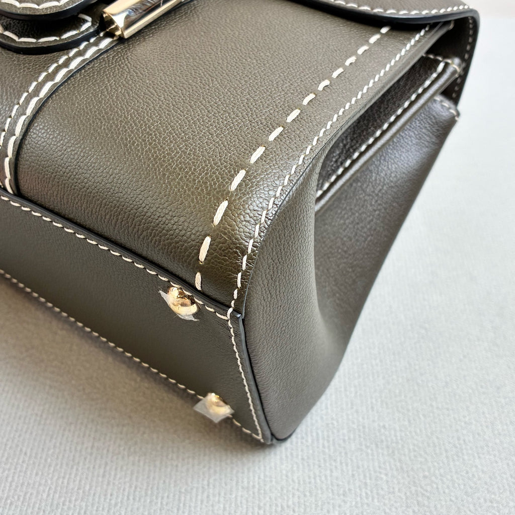 Delvaux Brillant 99 Jungle Green Exterior Stitching Calfskin Leather Silver Hardware Shoulder Bag, Official Price 5580