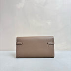Hermes Elephant Gray Kelly Long Wallet in Epsom with Gold Hardware