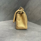 CHANEL Classic Flap Large Mini Gold Quilted Calfskin Chain Bag with Gold-Tone Hardware