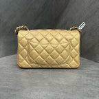 CHANEL Classic Flap Large Mini Gold Quilted Calfskin Chain Bag with Gold-Tone Hardware