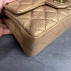 CHANEL Classic Flap Large Mini Gold Quilted Calfskin Chain Bag with Gold-Tone Hardware
