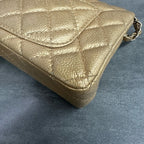 CHANEL Classic Flap Large Mini Gold Quilted Calfskin Chain Bag with Gold-Tone Hardware