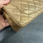 CHANEL Classic Flap Large Mini Gold Quilted Calfskin Chain Bag with Gold-Tone Hardware