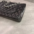 Chanel Classic Flap Black Silver Hardware Lambskin Structured Shape