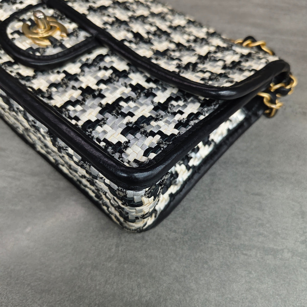 CHANEL Classic Flap Houndstooth Woven Chain Shoulder Bag, Chip Version