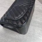 Chanel Square Mini Flap Bag Black Chevron Lambskin Chain Crossbody with Black Hardware and Card