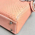 Dior Lady Dior Three-Compartment Snake Skin Bag with Crystal Clasp, Light Pink