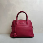 Hermes Bolide Rose Red Silver Hardware Togo Leather