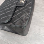 Chanel CF Jumbo Black Silver Lambskin Single Flap Chain Bag