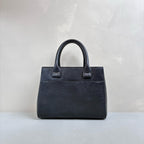 Chanel Black Gold Leather Messenger Document Bag Handbag Tote Crossbody