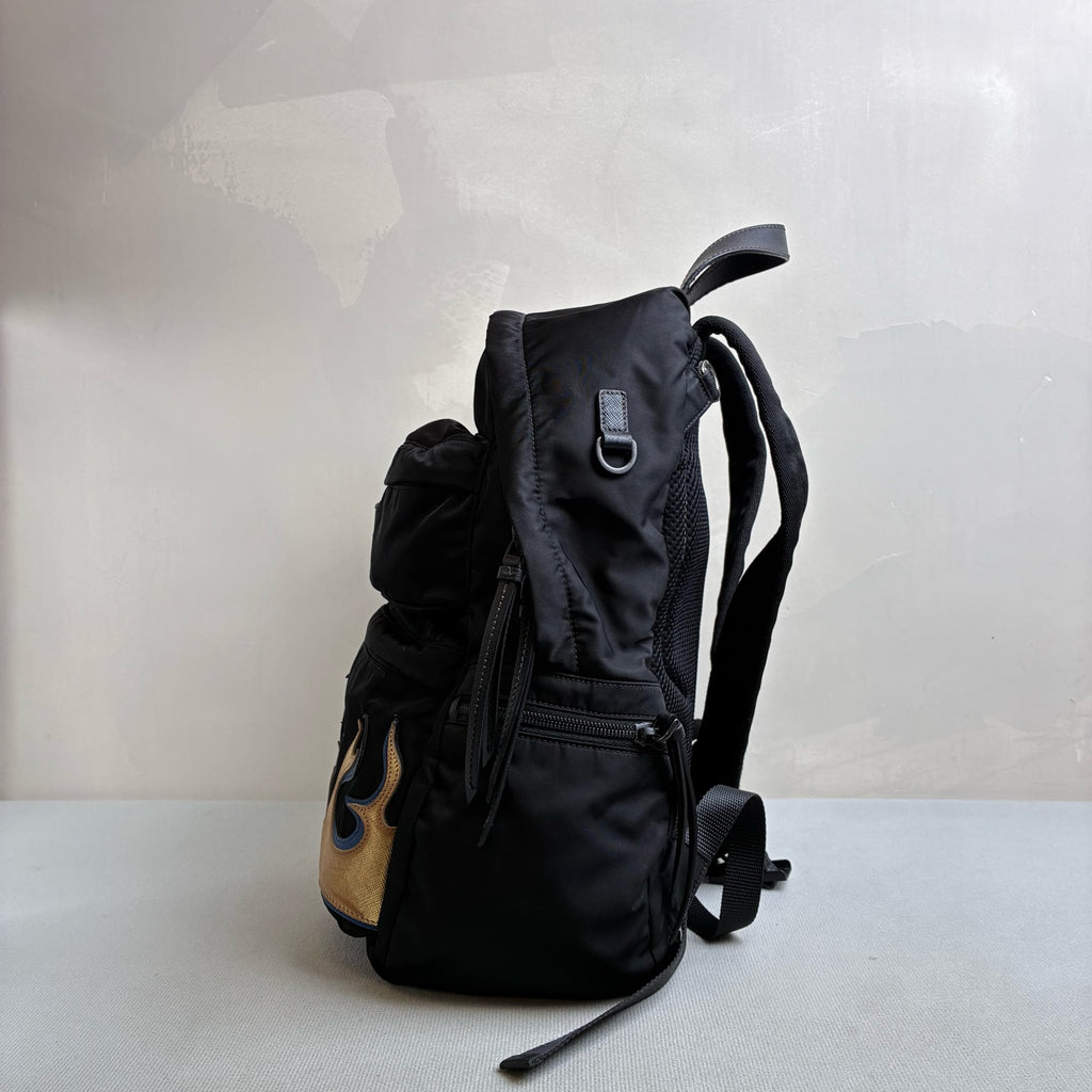 Prada Runway Flame Backpack Black Nylon