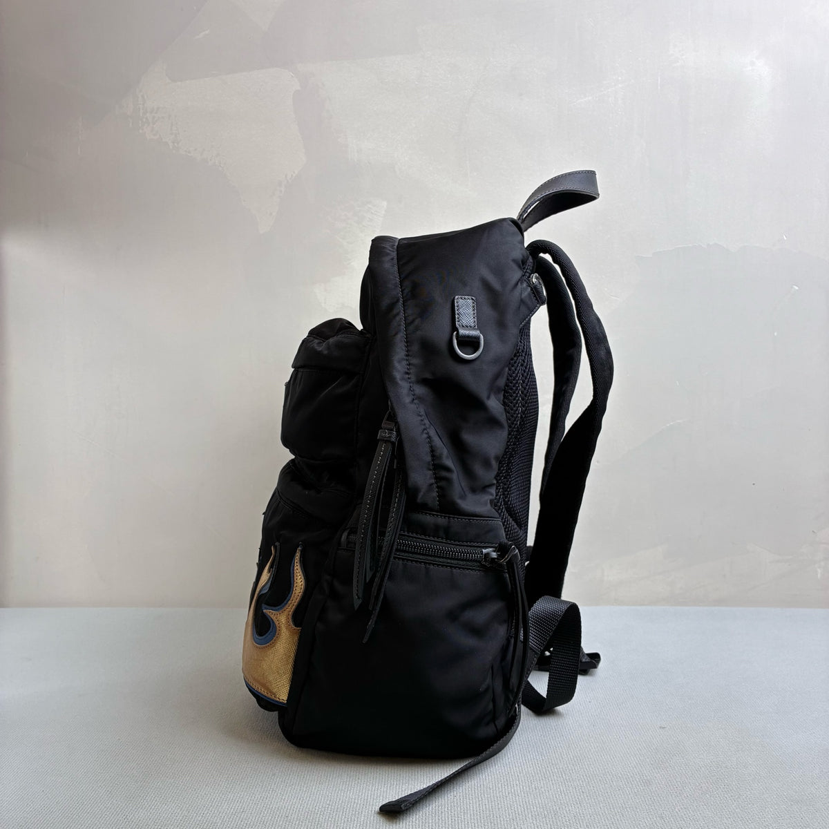 Prada Runway Flame Backpack Black Nylon