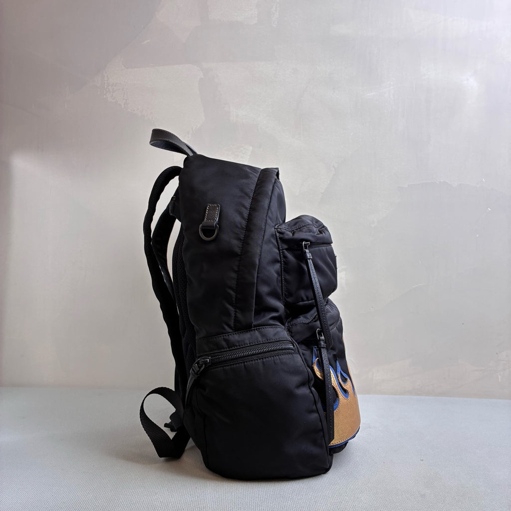 Prada Runway Flame Backpack Black Nylon