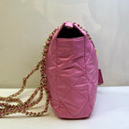 Prada 99 Stars Pink Nylon Checkered Chain Shoulder Bag