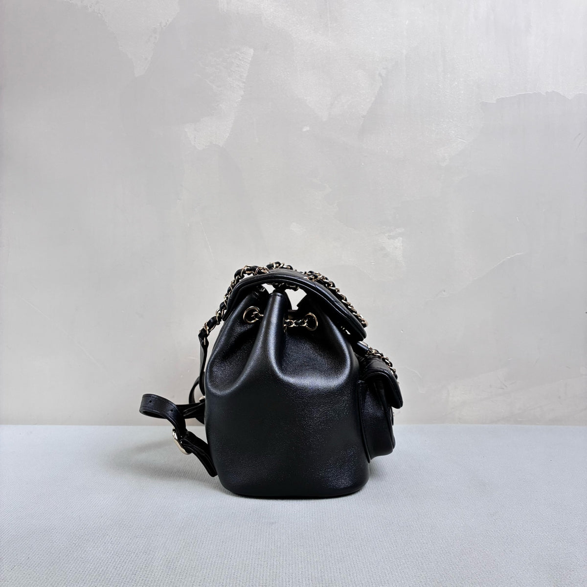 Chanel duma black gold small calfskin backpack with chip, in stock good price