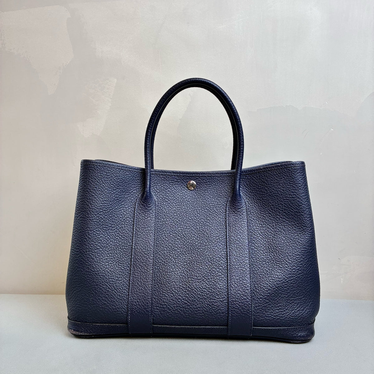 Hermes Garden Party Bag in Bleu Nuit Negonda Calfskin with Silver Hardware, Commuter