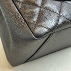 Chanel Black Silver Pebbled Calfskin GST Tote Bag