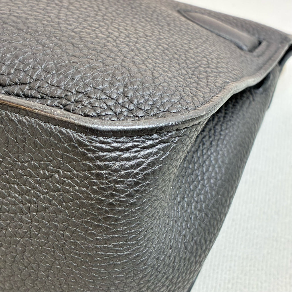 HERMES Gypsy Black Silver Hardware Togo Leather with Shoulder Strap