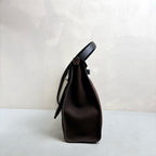 Hermes Herbag in Brown Ebony Color with Silver Hardware, D Stamp, No Lock