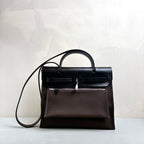 Hermes Herbag in Brown Ebony Color with Silver Hardware, D Stamp, No Lock