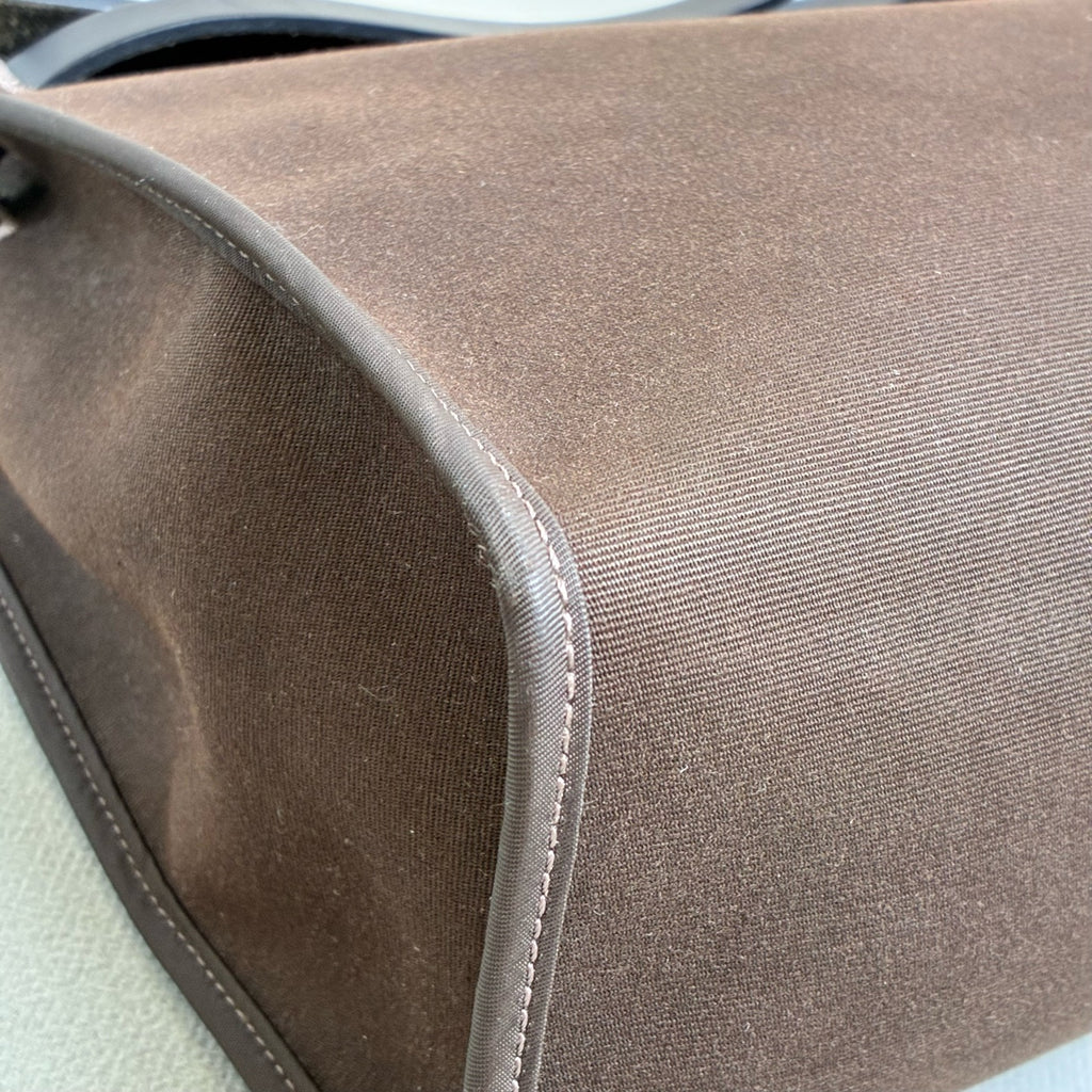 Hermes Herbag in Brown Ebony Color with Silver Hardware, D Stamp, No Lock