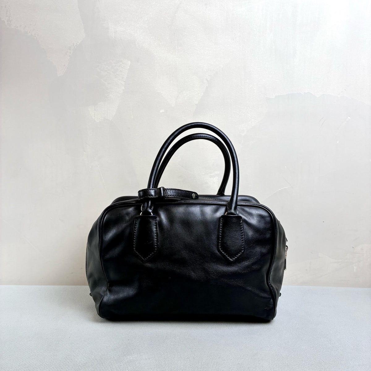 Prada Black Inside Blue Lining Small Top Handle Crossbody Bag