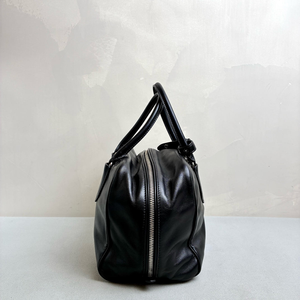 Prada Black Inside Blue Lining Small Top Handle Crossbody Bag