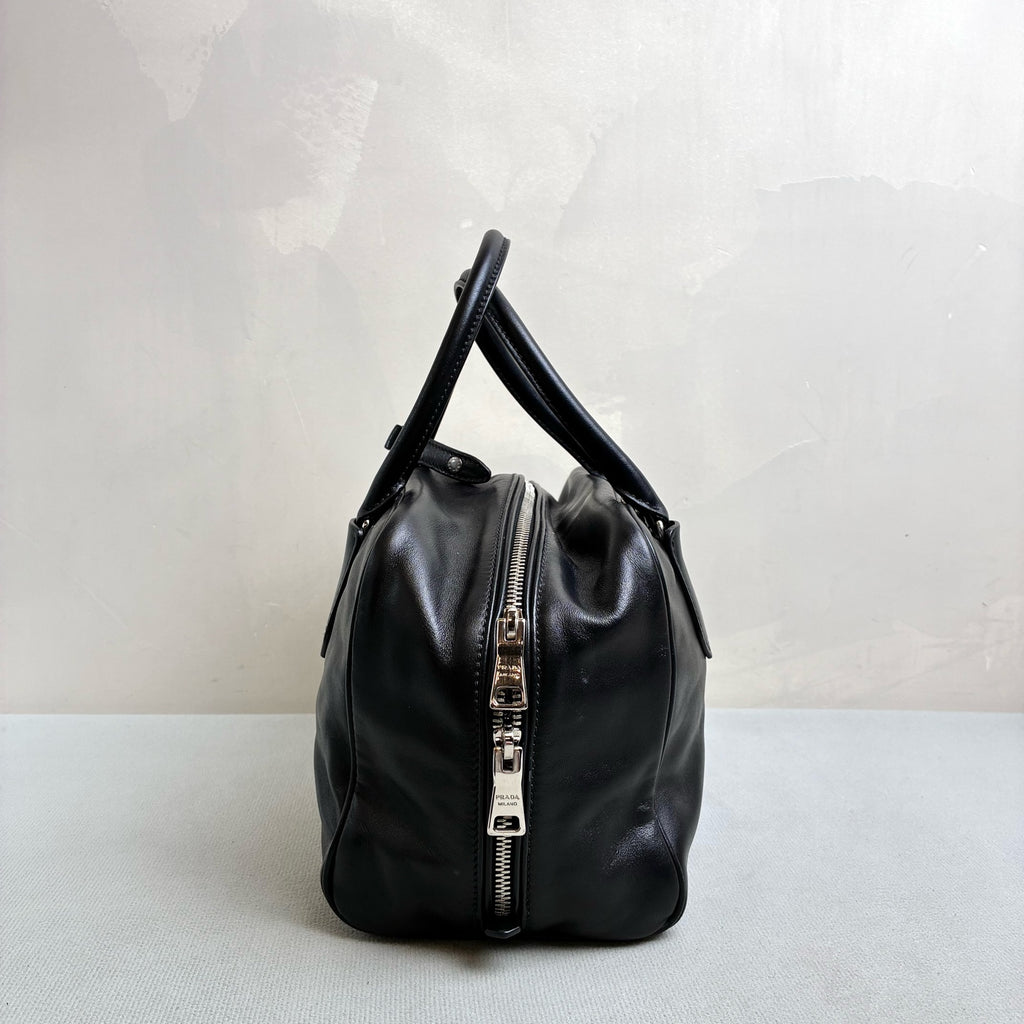 Prada Black Inside Blue Lining Small Top Handle Crossbody Bag