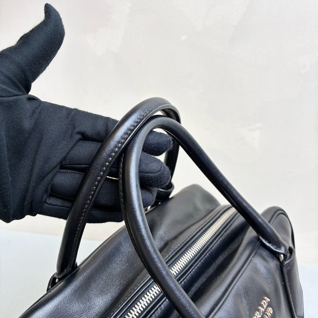 Prada Black Inside Blue Lining Small Top Handle Crossbody Bag