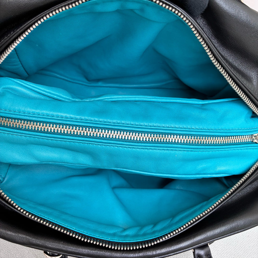 Prada Black Inside Blue Lining Small Top Handle Crossbody Bag