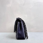 Chanel Blue and Silver CF Medium Chain Bag, Classic Quilted Fabric, Chain Shoulder Strap