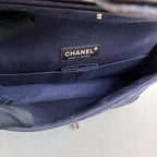 Chanel Blue and Silver CF Medium Chain Bag, Classic Quilted Fabric, Chain Shoulder Strap