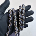 Chanel Blue and Silver CF Medium Chain Bag, Classic Quilted Fabric, Chain Shoulder Strap