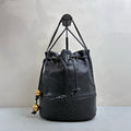 Chanel Vintage Gold Ball Bucket Bag with Calfskin Leather and Thin Strap