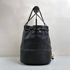 Chanel Vintage Gold Ball Bucket Bag with Calfskin Leather and Thin Strap