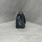 Chanel Square Bag Black Silver Lambskin Chain 22