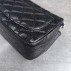 Chanel Square Bag Black Silver Lambskin Chain 22