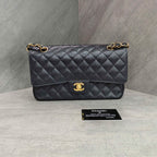 Chanel CF Black Gold Caviar Leather Chain Bag