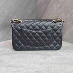 Chanel CF Black Gold Caviar Leather Chain Bag