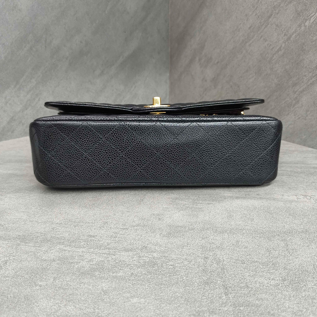 Chanel CF Black Gold Caviar Leather Chain Bag