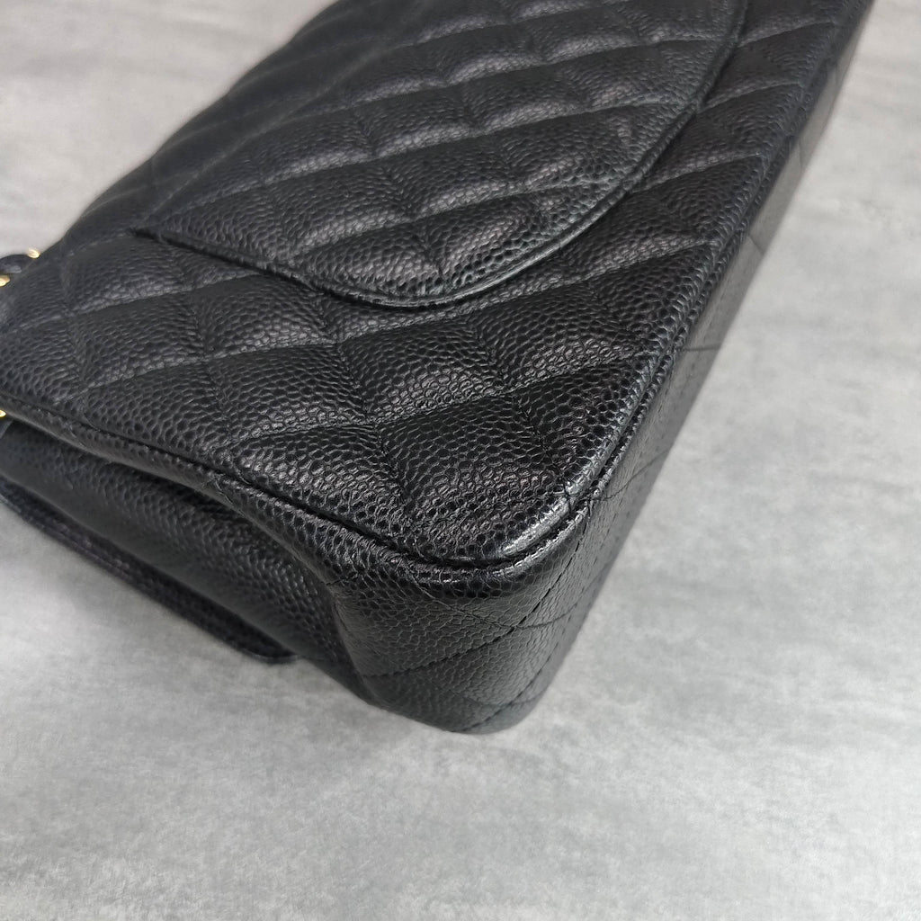 Chanel CF Black Gold Caviar Leather Chain Bag