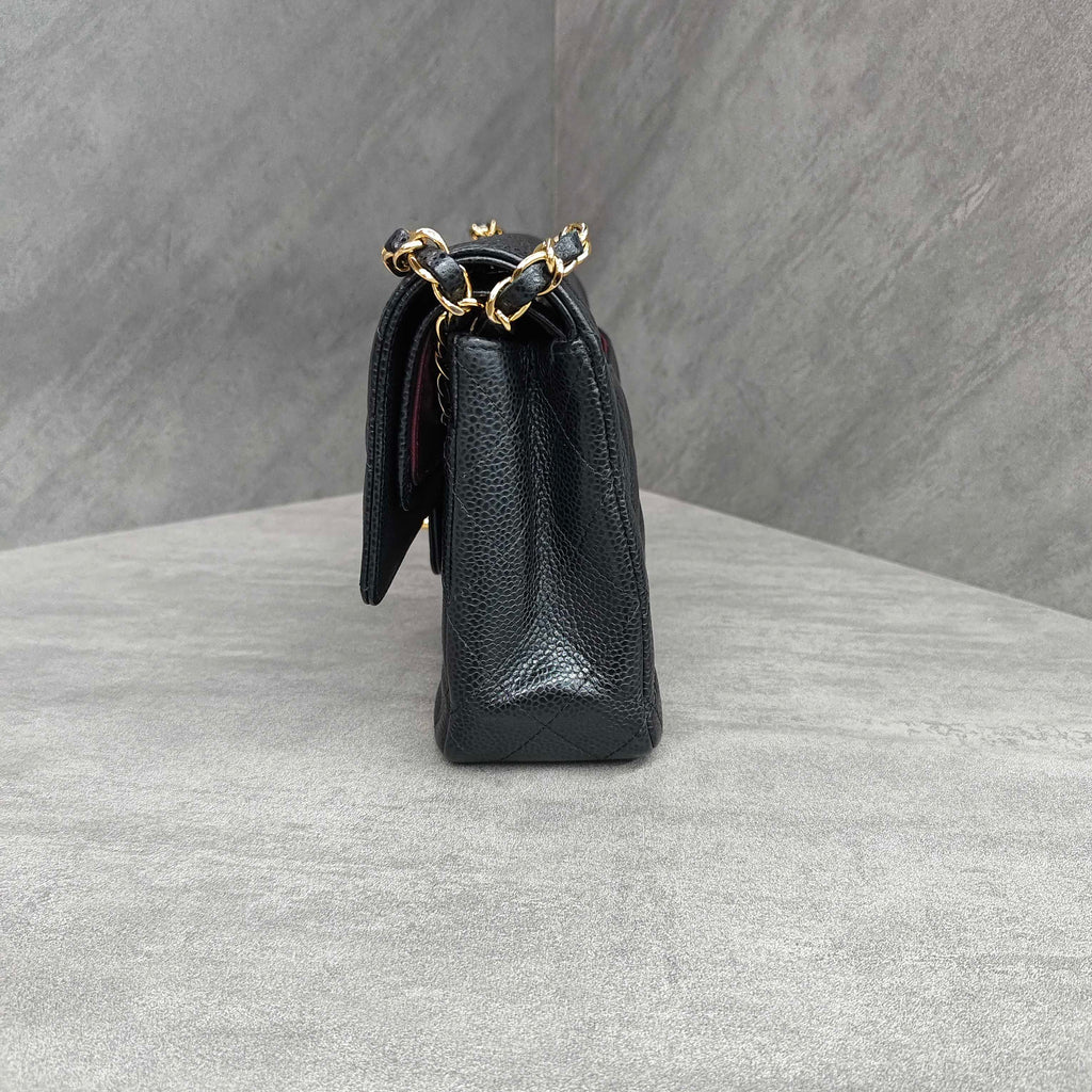 Chanel CF Black Gold Caviar Leather Chain Bag